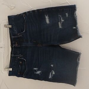 Old Navy Jean Bermuda Shorts Men's Size 32 Patched‎ Distressing 8 inch In…